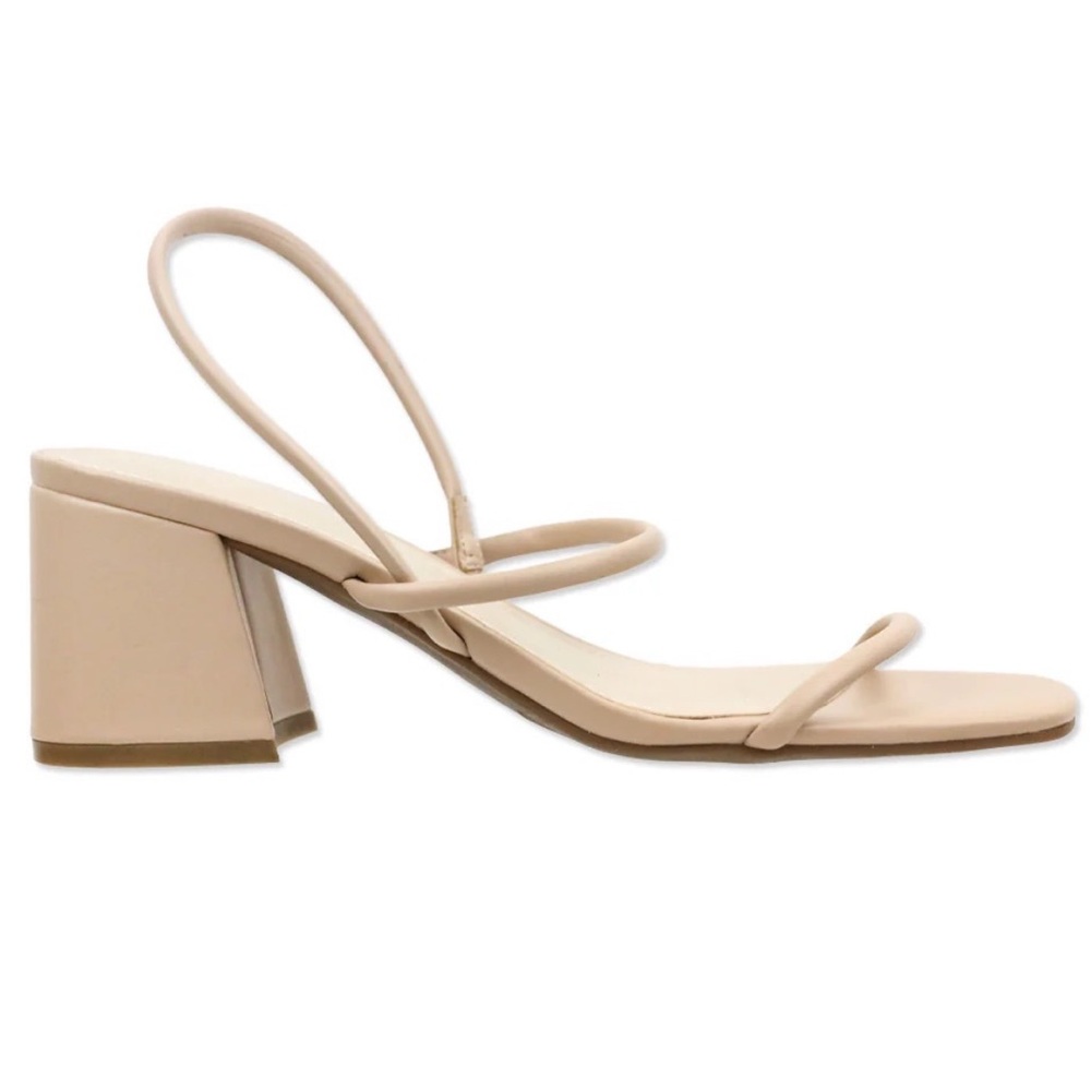 Marc Fisher Beige Strappy Block Heel Sandals